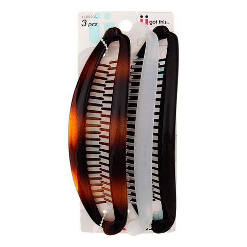 Banana De Plástico Para El Cabello, Scunci 3 pzas