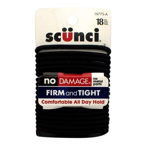 Ligas Para Sujetar El Cabello No Damage Black, Scunci 18 pzas