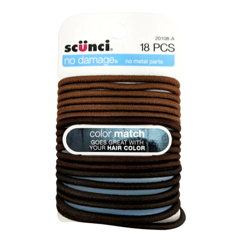 Ligas Para Sujetar El Cabello No Damage Café, Scunci 18 pzas