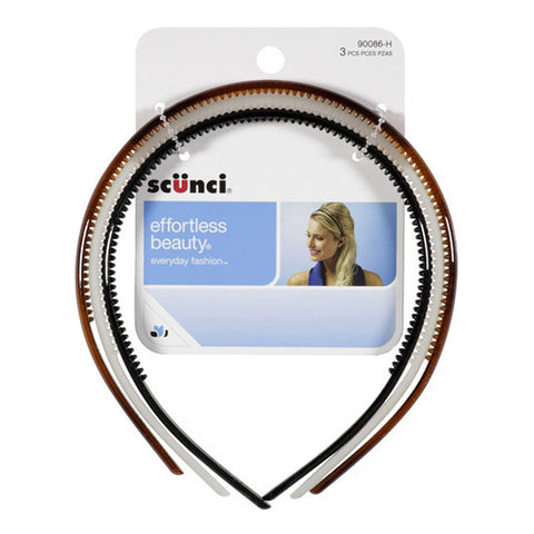Diadema De Plástico Para El Cabello, Scunci 3 pzas