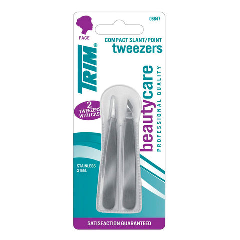 Compact Slant & Point Tip Tweezers, Trim