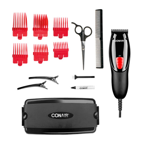 Juego De Peluquería 18 Piezas Negro Con Rojo, Conair.