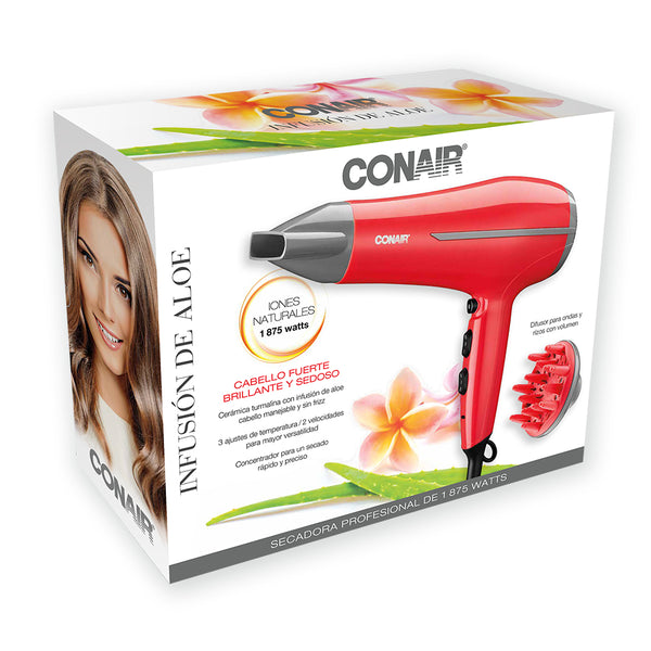 Secadora Turmalina Cerámica Con Aloe Vera  1875 W Coral, Conair.