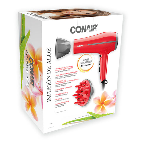 Secadora Turmalina Cerámica Con Aloe Vera  1875 W Coral, Conair.