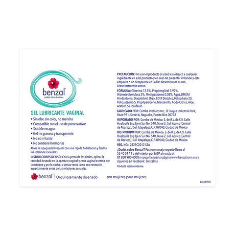 Gel Lubricante Vaginal Vitamina E y Aloe Benzal 30 g