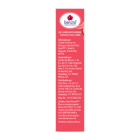 Gel Lubricante Vaginal Sensación Suave y Cálida Benzal 30 g