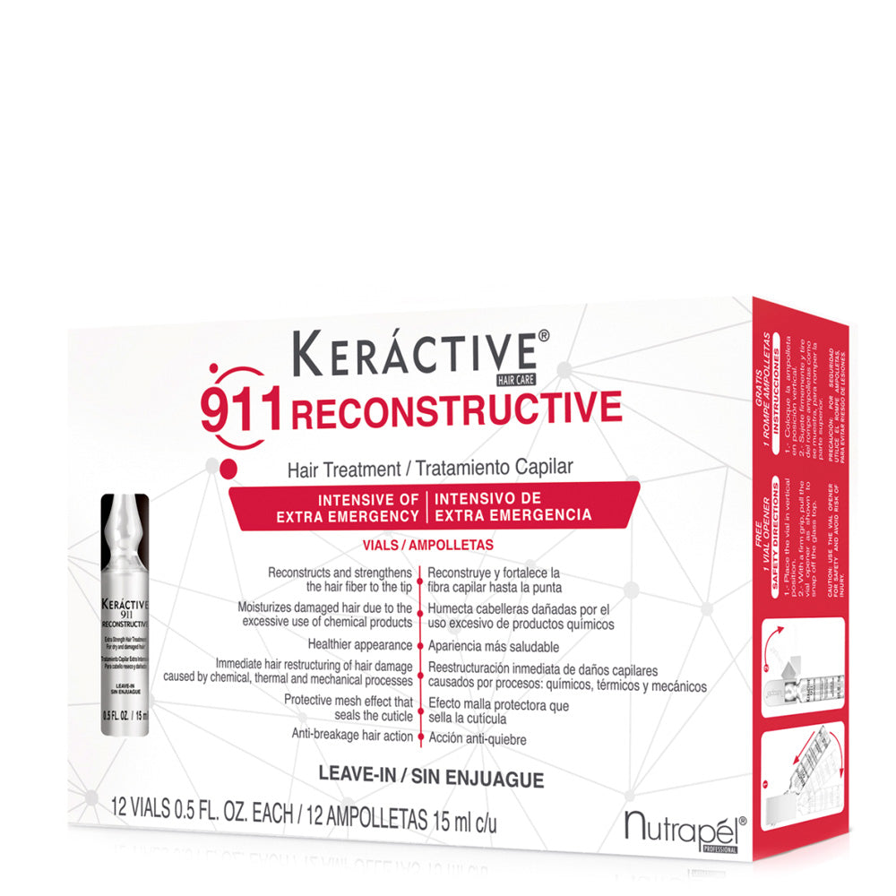Tratamiento Capilar Reconstructive Keractive 911, Nutrapél 12 ampolletas de 15 ml c/u