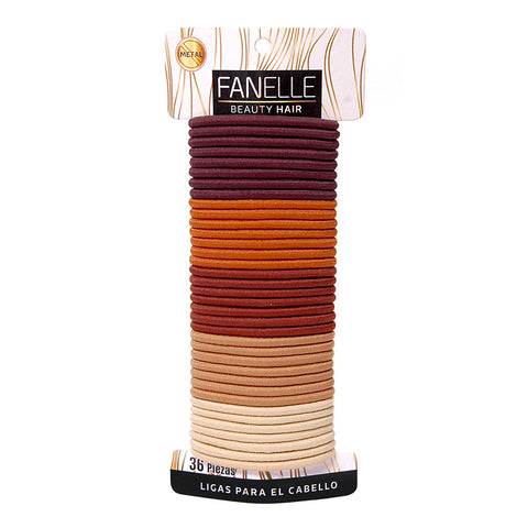 Ligas Sin Metal Para Cabello Tonos Cafes, Fanelle 36 pzas