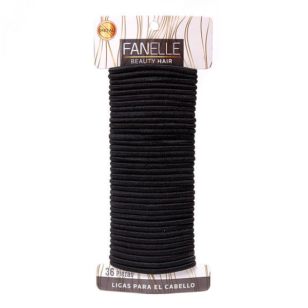 Ligas Sin Metal Para Cabello Color Negro, Fanelle 36 pzas