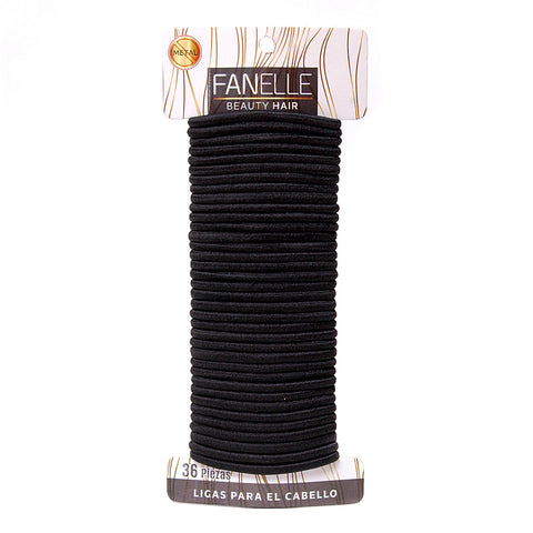 Ligas Sin Metal Para Cabello Color Negro, Fanelle 36 pzas