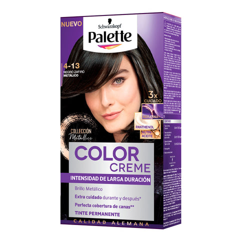 Tinte Permanente 4-13 Negro Zafiro Metálico Palette Color Creme, Schwarzkopf 50 ml