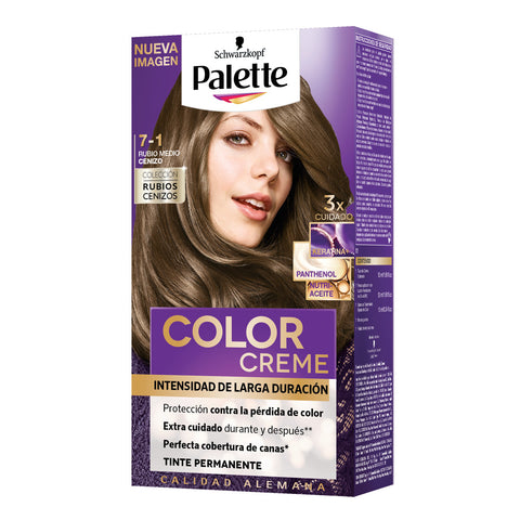 Tinte Permanente 7-1 Rubio Medio Cenizo Palette Color Creme, Schwarzkopf 50 ml