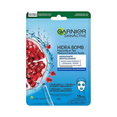 L'Oréal Garnier Skin Active Hidra Bomb Mascarilla Facial Revitalizante Con Granada Ácido Hialurónico De Origen Natural