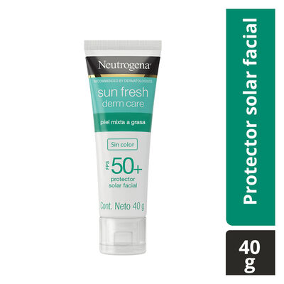Neutrogena Protector Solar Facial sin Color Sun Fresh Derm Care Niacinamida FPS50+ 40g