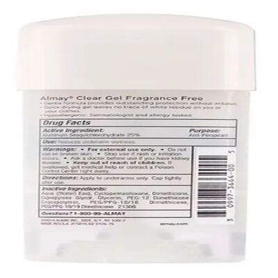 Almay Antitranspirante Gel Transparente Sin Fragancia 2.25oz