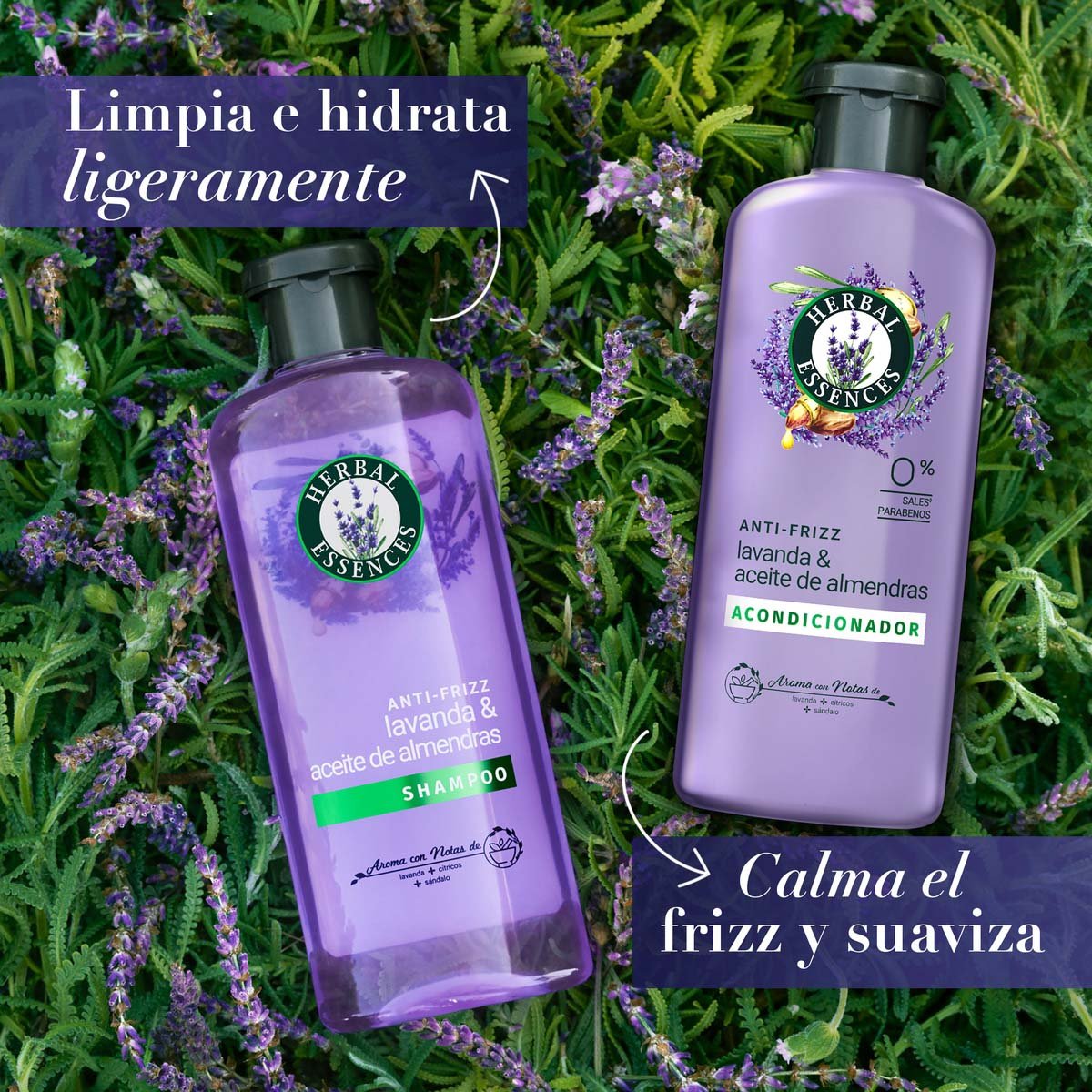 Herbal Essences Anti-frizz Lavanda & Aceite De Almendras Shampoo 400 Ml image number null