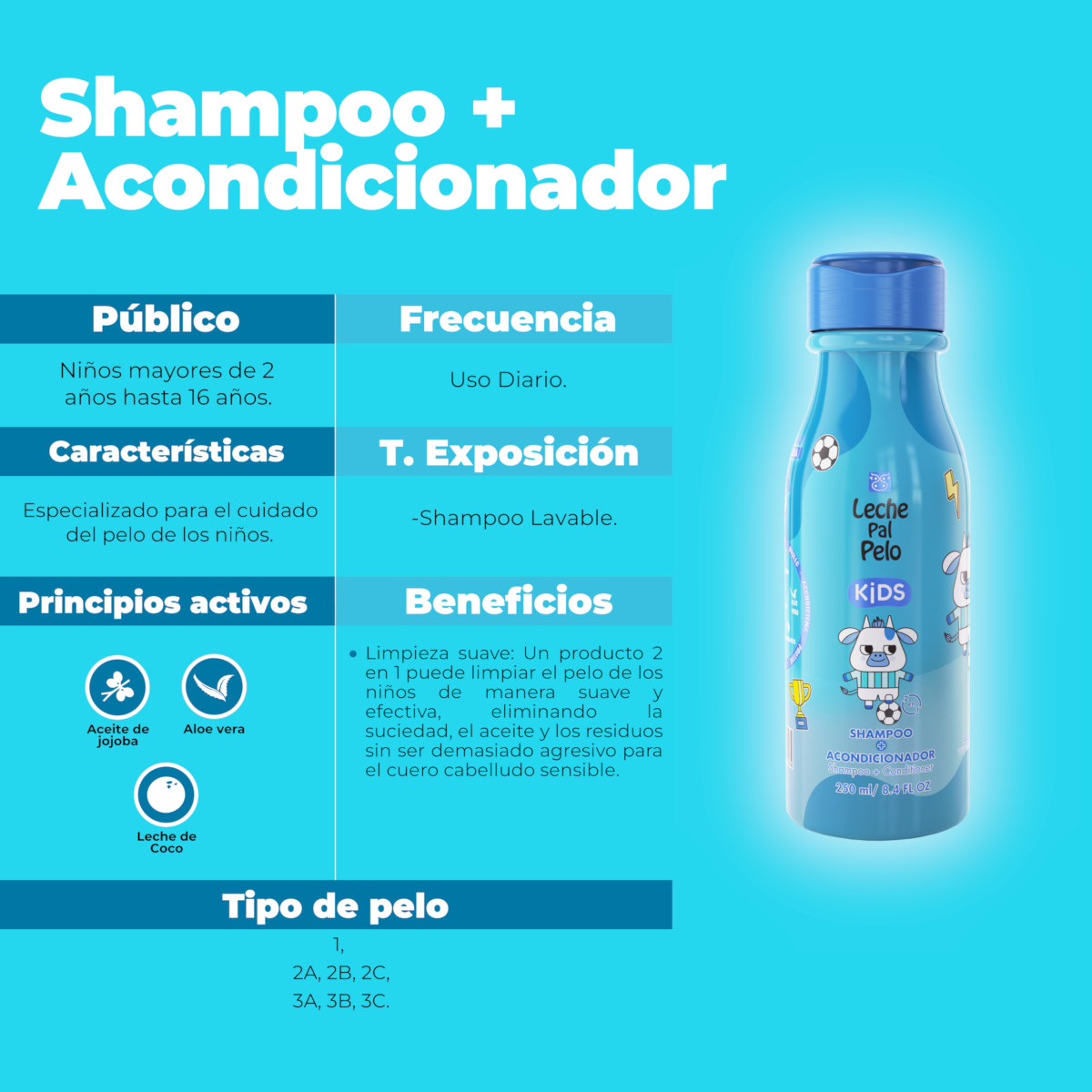 Leche Pal Pelo Kids Shampoo + Acondicionador 2 En 1 250 Ml image number null