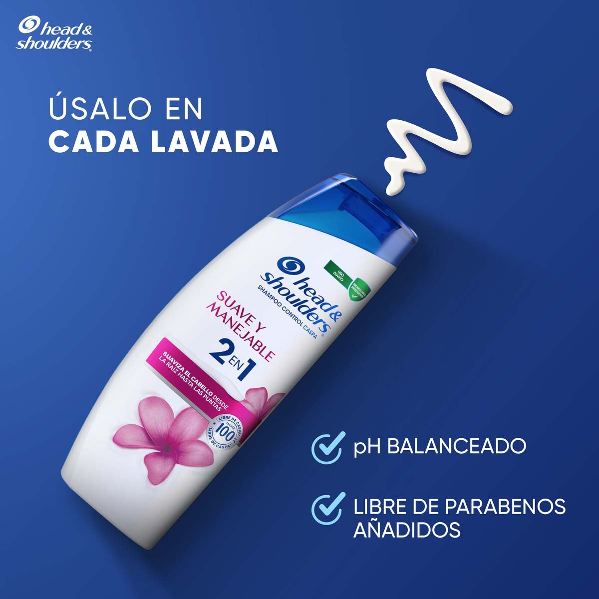 Head & Shoulders Shampoo 2 En 1 Suave Y Manejable 180ml image number null