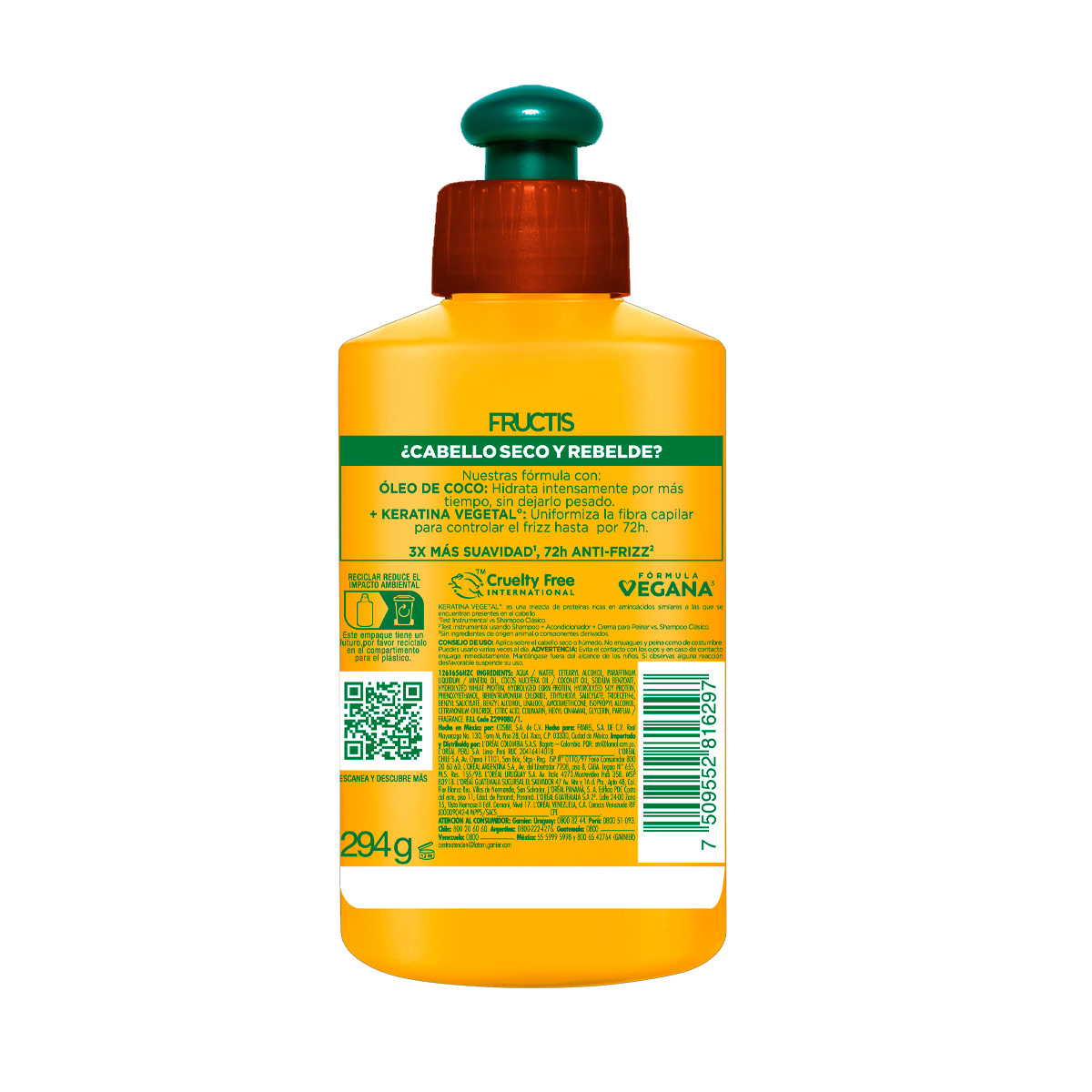 Garnier Fructis Crema Para Peinar Oil Repair Liso Coco 300 Ml image number null