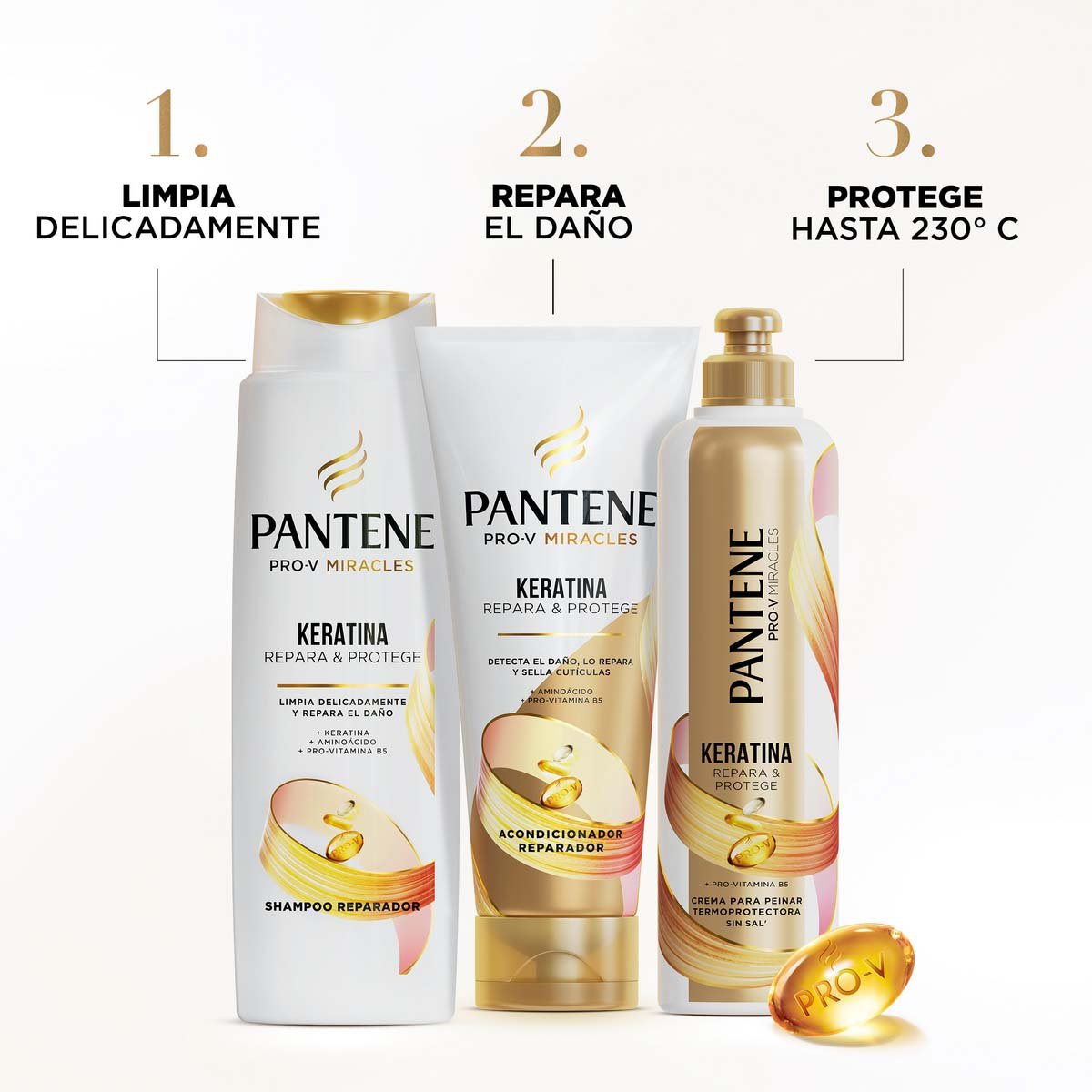 Pantene Pro-v Miracles Keratina Repara Y Protege Shampoo Reparador 300 Ml image number null