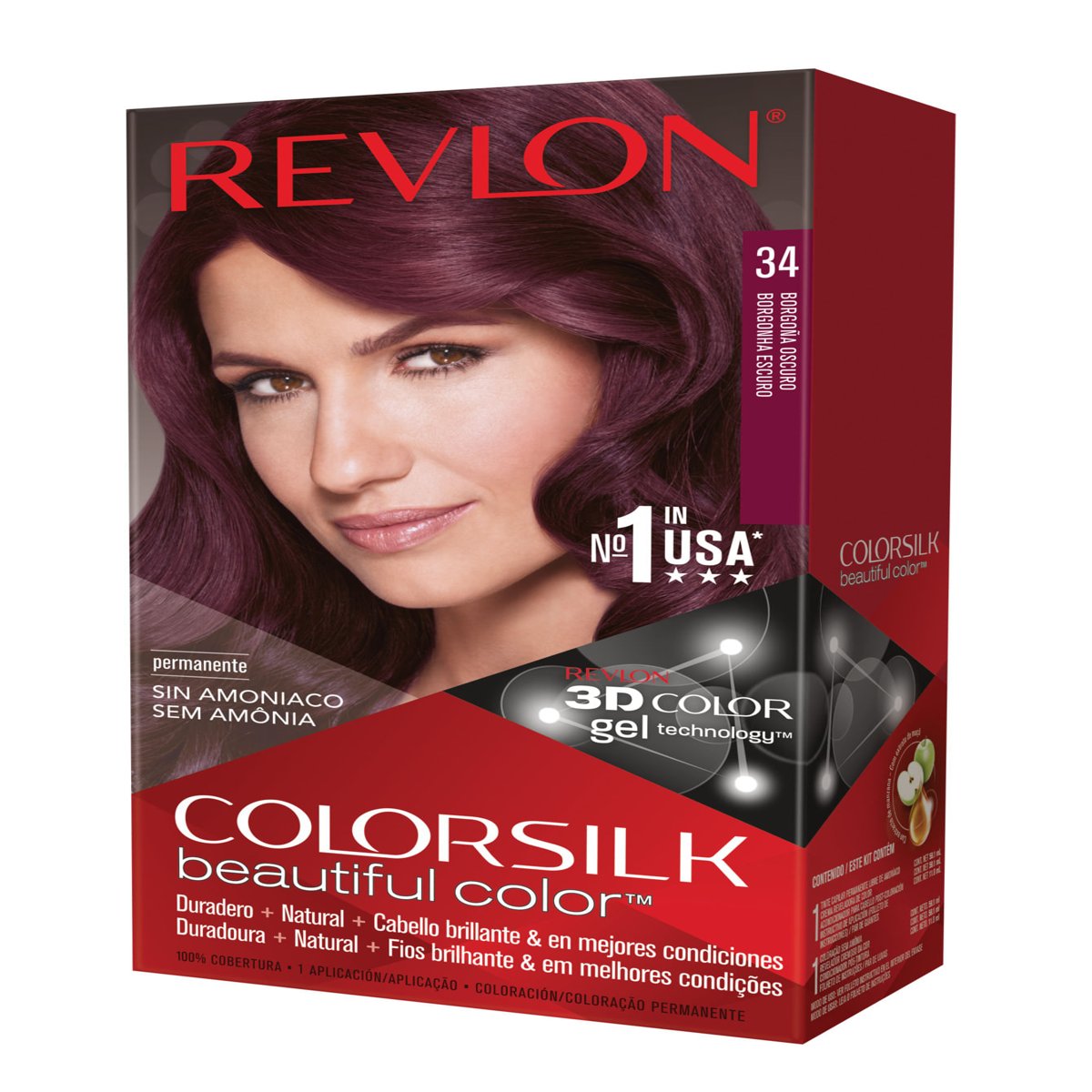 Revlon Colorsilk 3db Tinte Borgo&ntilde;a Oscuro Permanente 1 Unidad image number null