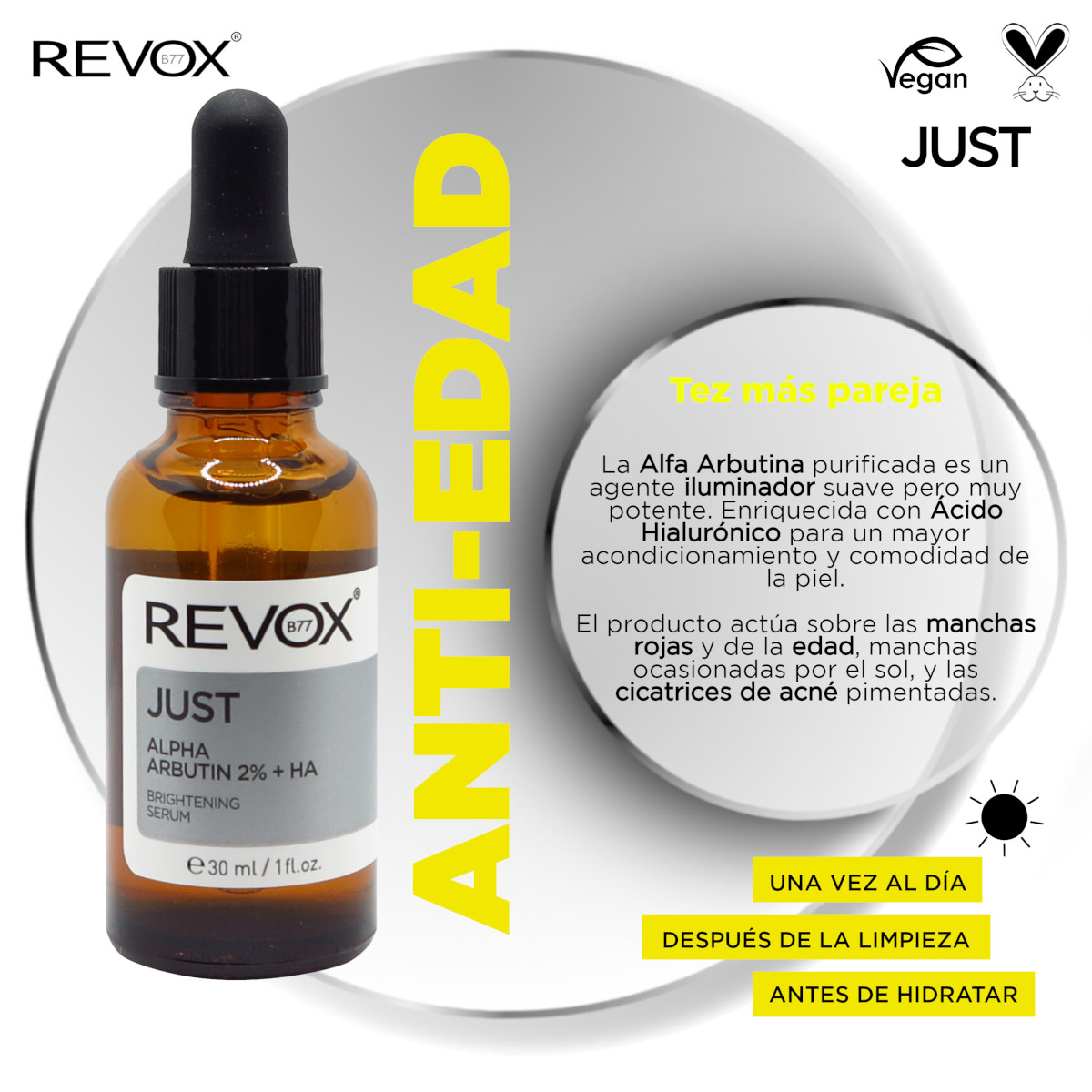Revox B77 Just Alfa Arbutina 2% + &Aacute;cido Hialur&oacute;nico Suero Iluminador 30 Ml image number null