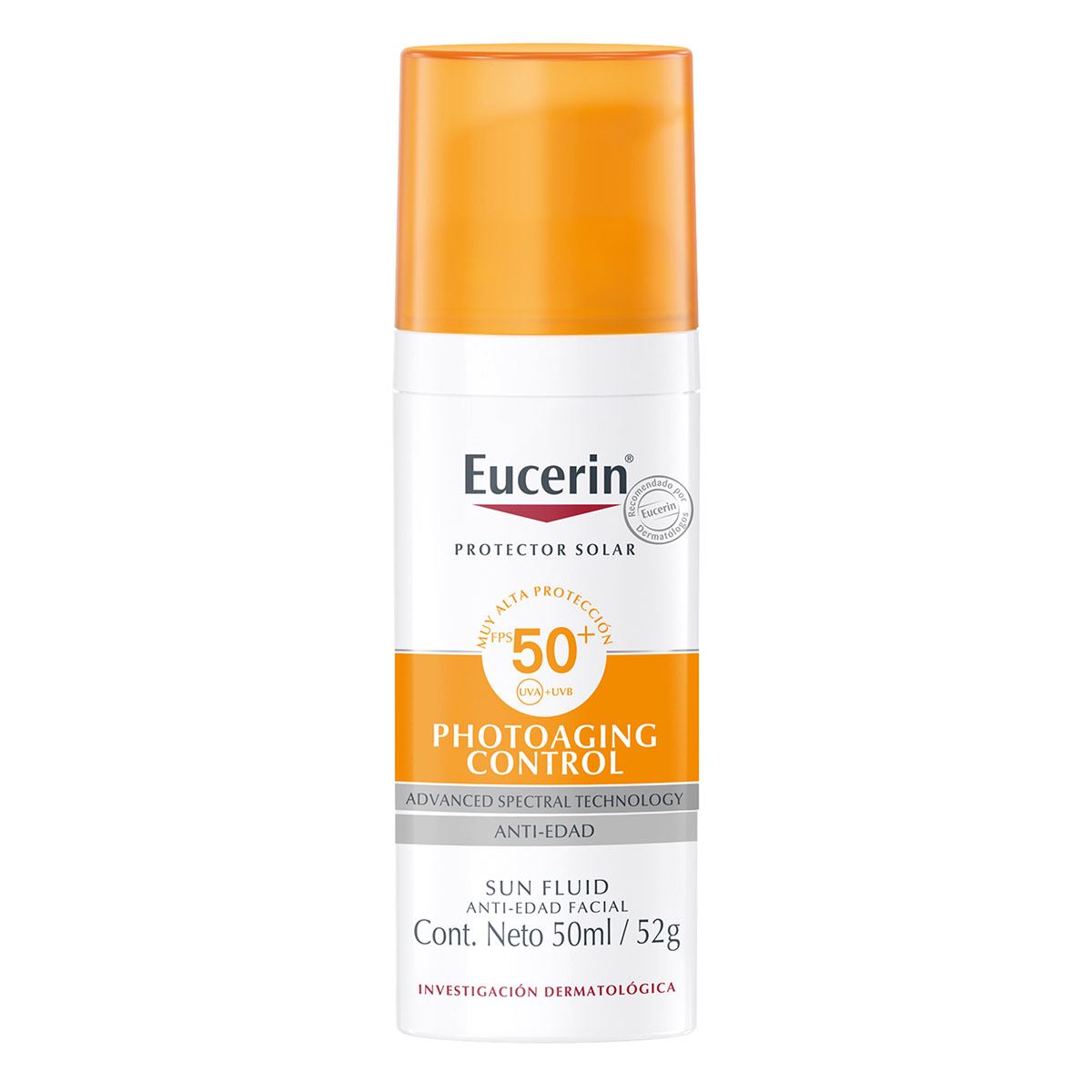 Eucerin Protector Solar Sun Fluid Antiedad Rostro Y Cuello Fps 50 52 Ml image number null