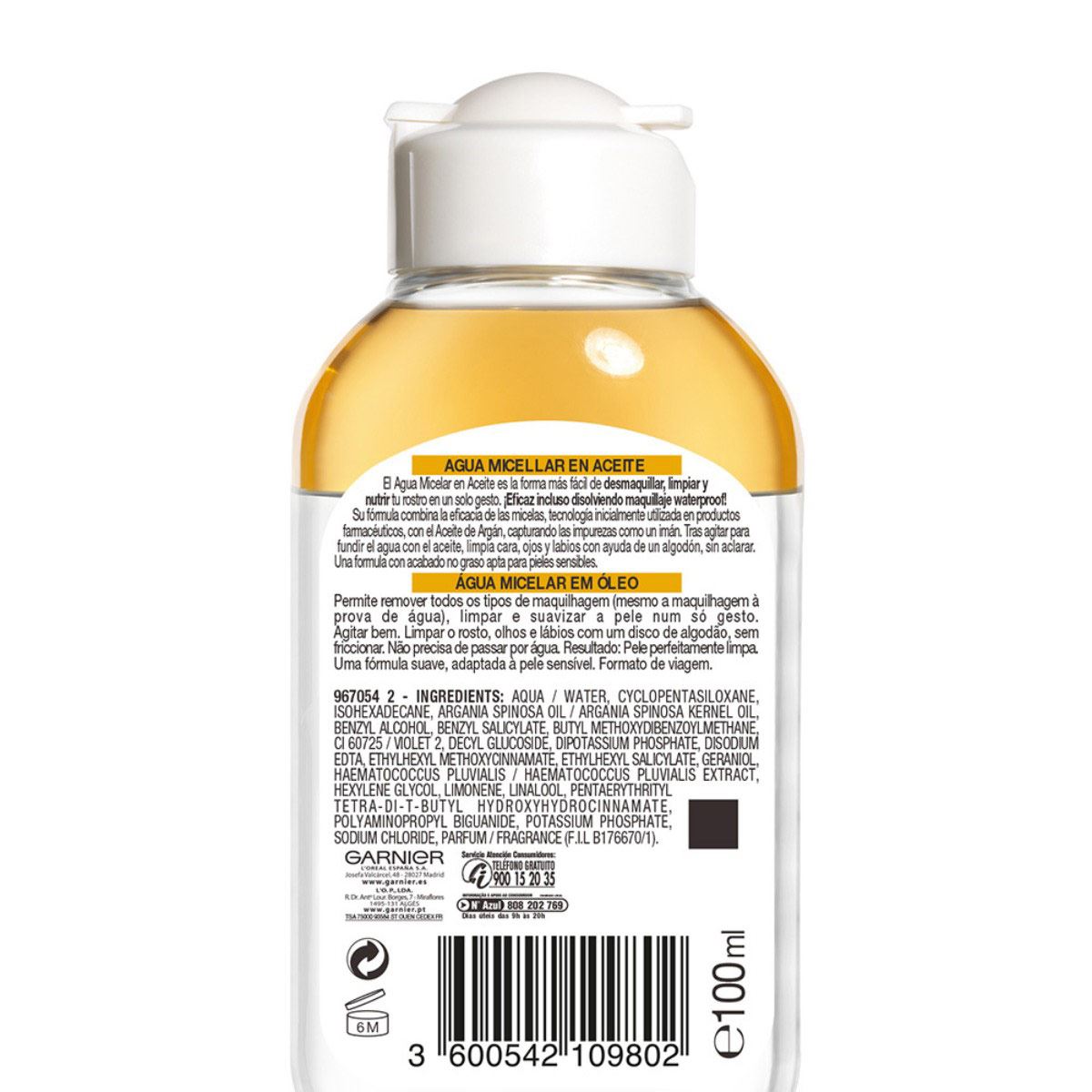 Garnier Skin Active Naturals Face Agua Micelar Desmaquillante Bifasica 100 Ml image number null