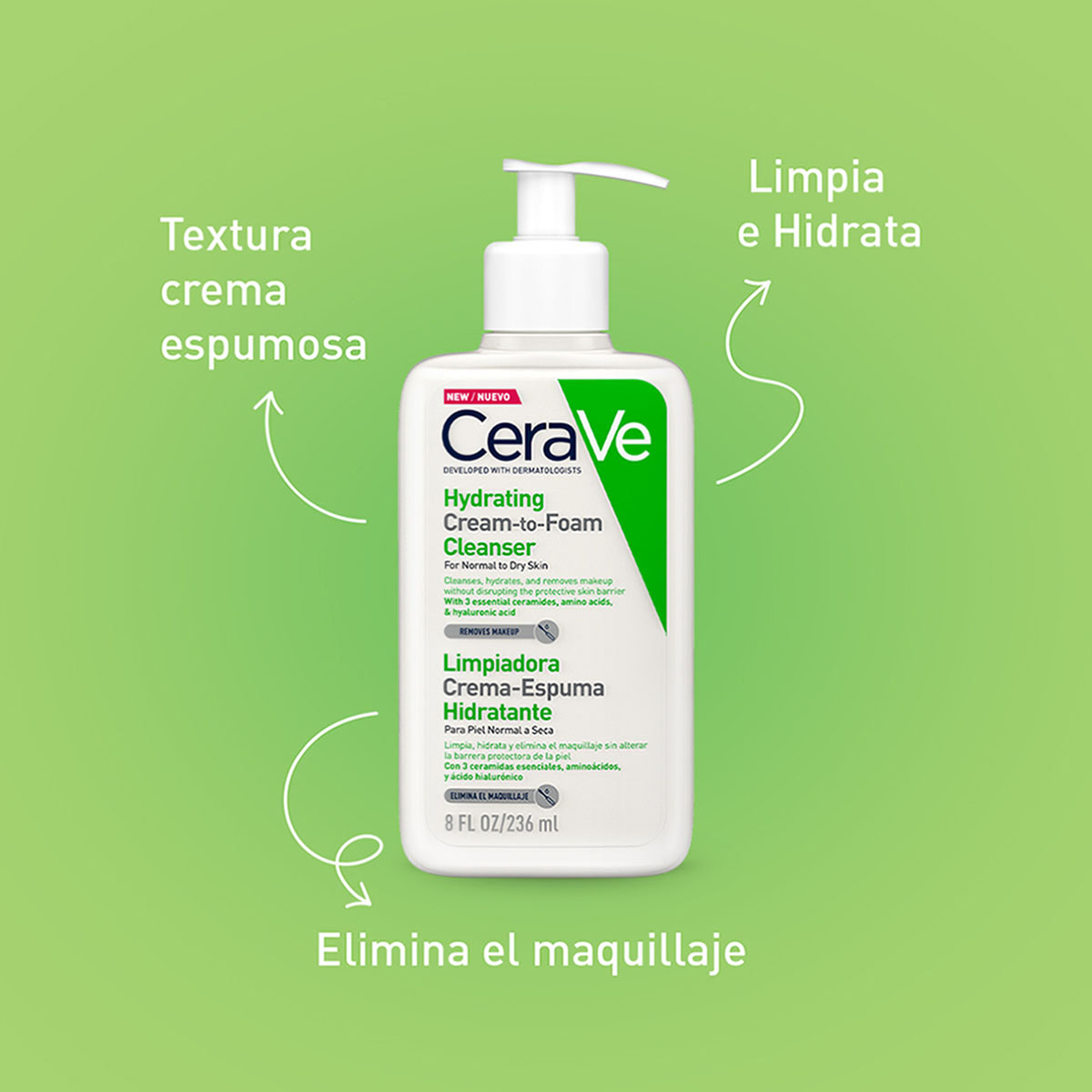 Cerave Limpiadora Crema-espuma Hidratante Para Rostro 236ml image number null