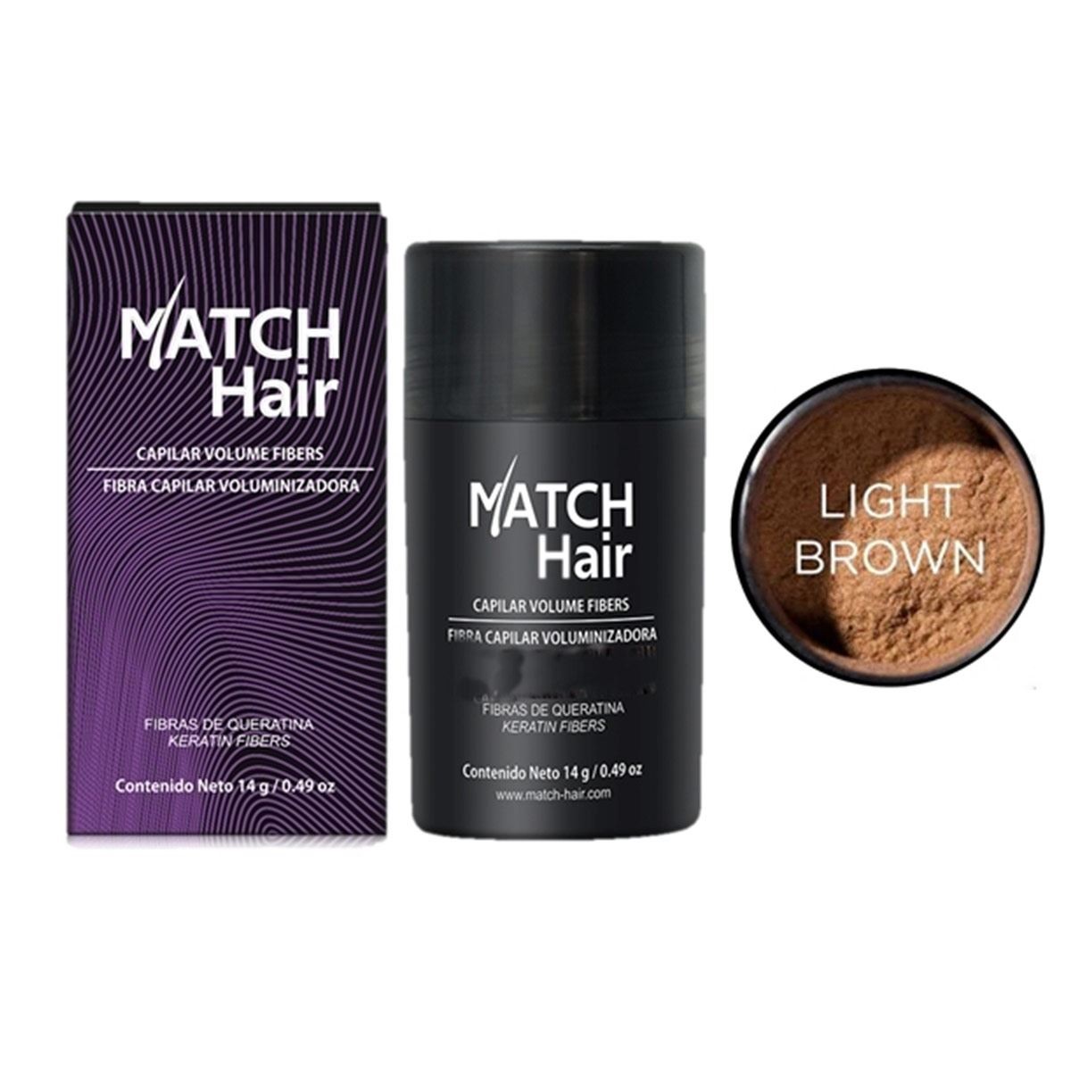 Match Hair Fibra Capilar Caf&eacute; Claro 3pc 14g image number null