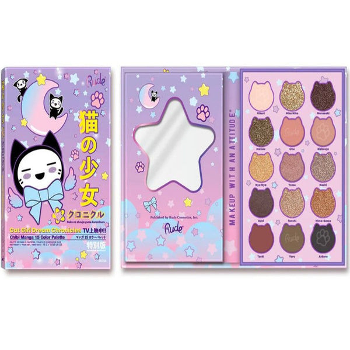 Rude Cosmetics Paleta Sombras Chibi Manga 15 Colores Vegan image number null
