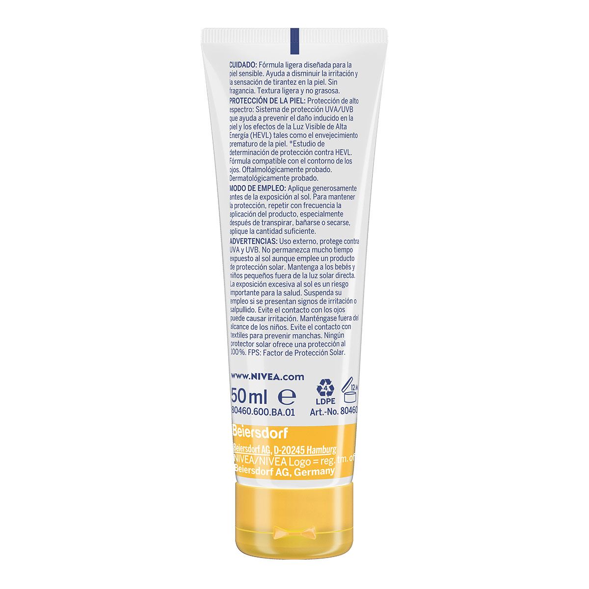 Nivea Protector Solar Facial Para Piel Sensible Fps 50 + No Grasoso 50 Ml image number null