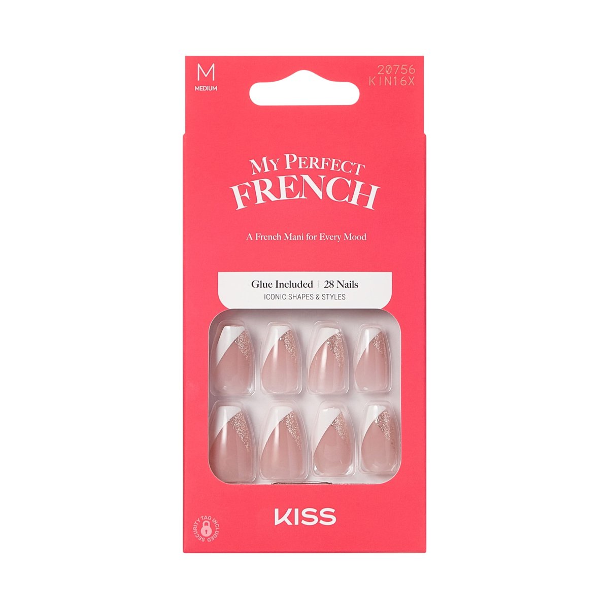 Kiss U&ntilde;as Postizas Acr&iacute;licas French Color Flame Set 28 image number null