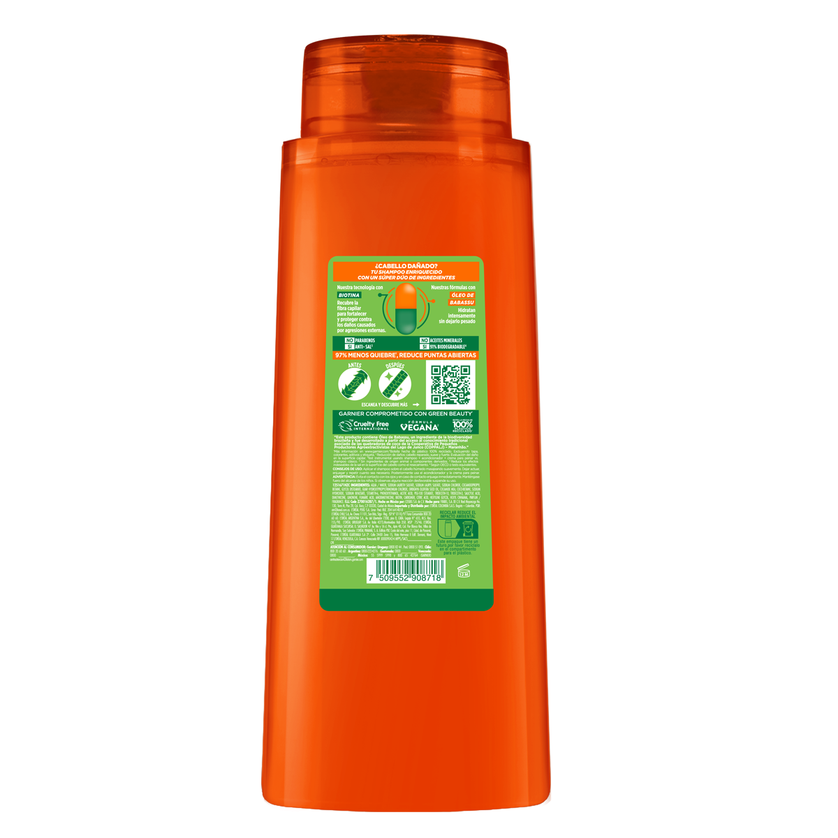 Garnier Fructis Shampoo Borrador De Da&ntilde;o Largo Perfecto 650 Ml image number null