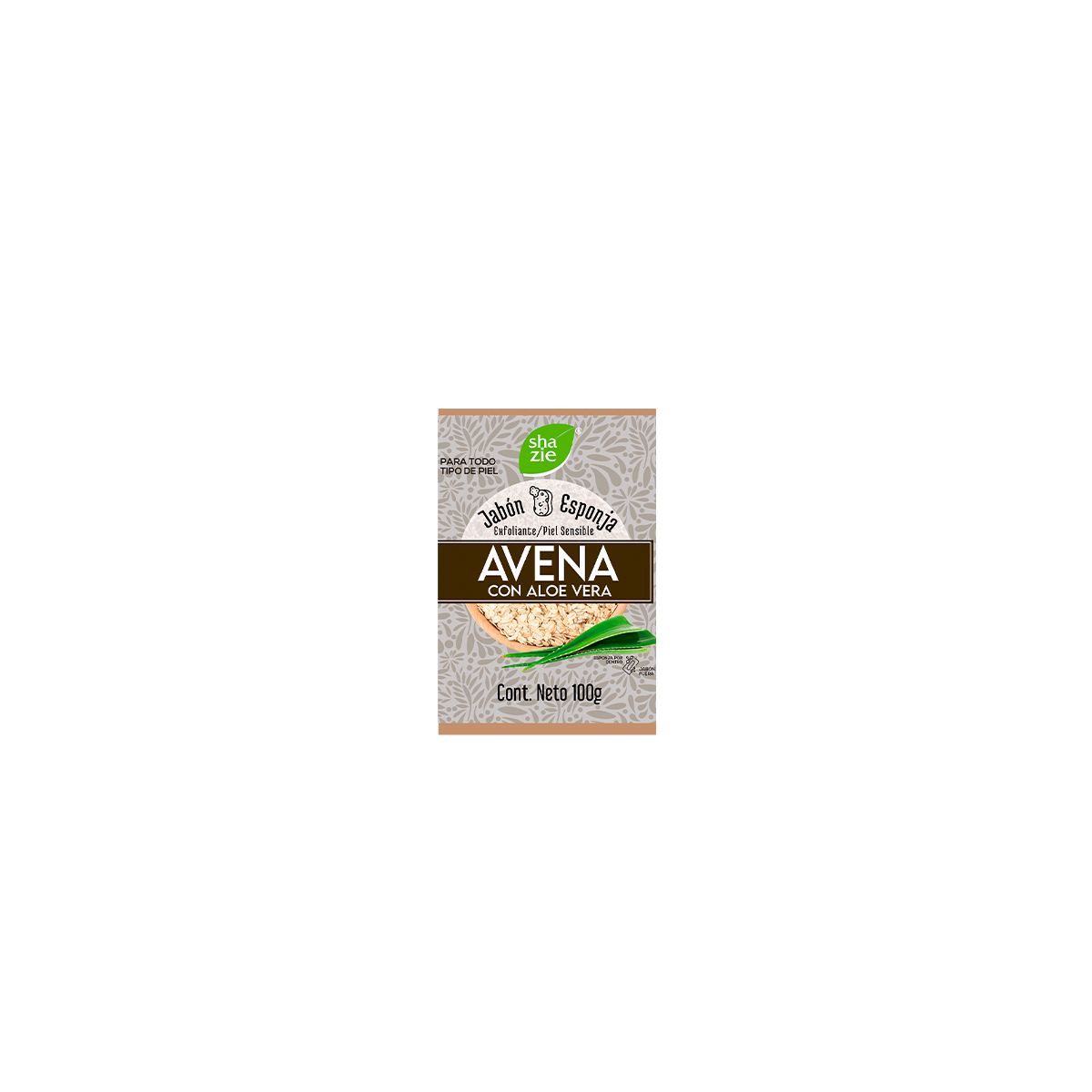 Shanaturals Jab&oacute;n Esponja Exfoliante Piel Sensible Avena Aloe Vera 100 Grs image number null