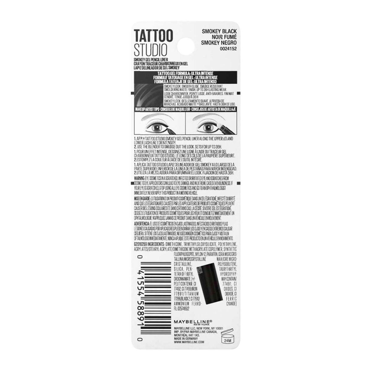 Maybelline Delineador De Ojos Tattoo Gel 36h Smokey Black image number null