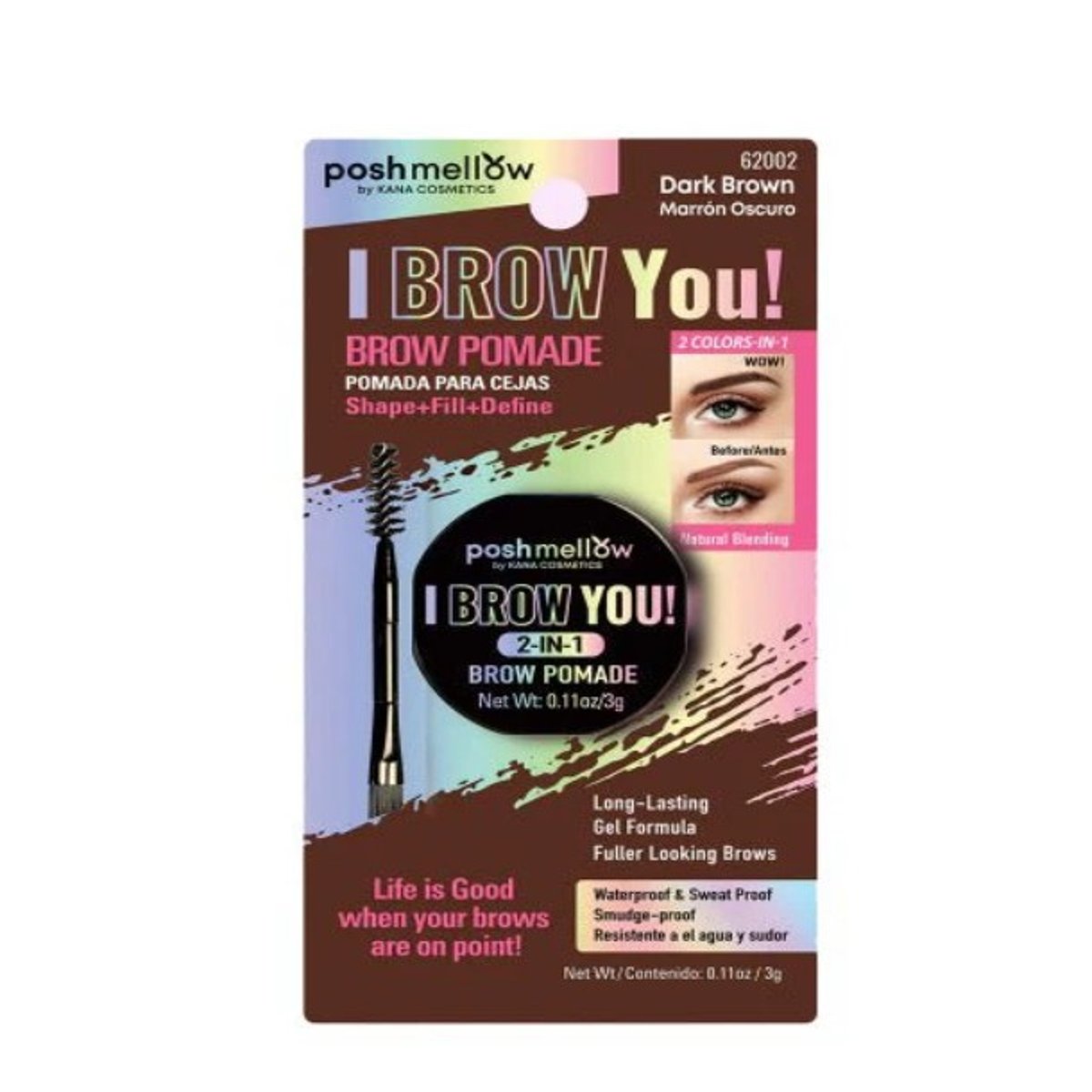 Poshmellow Brow Pomade Set 2 En 1 Dark Brown Waterproof image number null