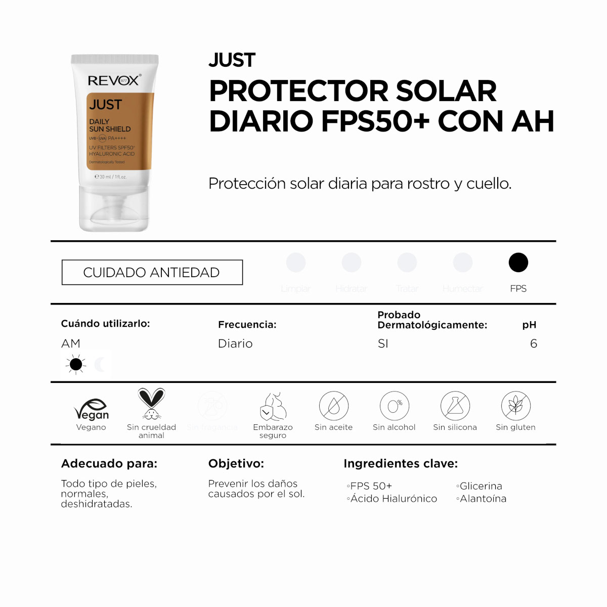 Revox B77 Just Protector Solar Diario Fps50+ Con &Aacute;cido Hialur&oacute;nico 30 Ml image number null
