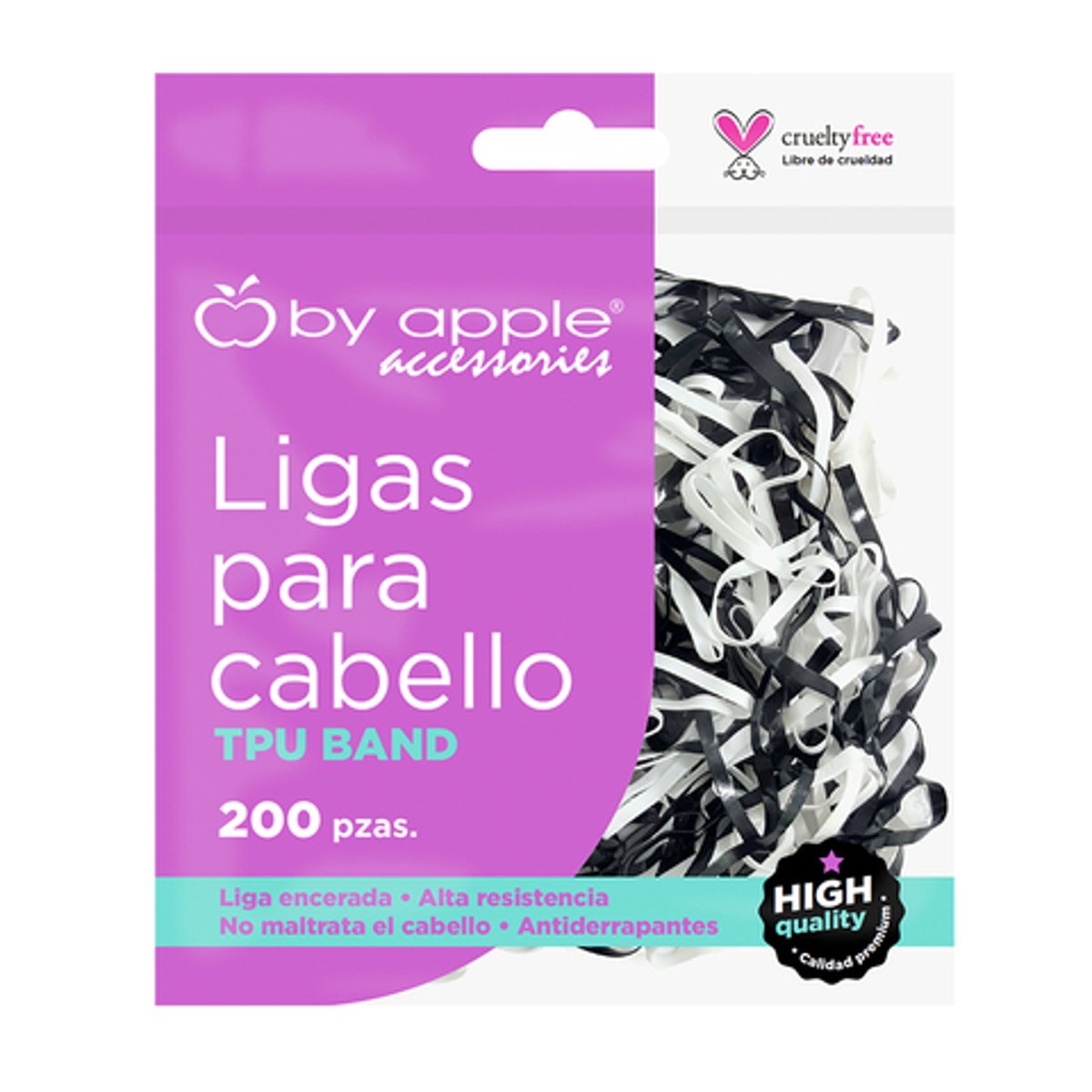 By Apple Ligas De L&aacute;tex Negro 12 Pzas Peque&ntilde;as Para Cabello image number null