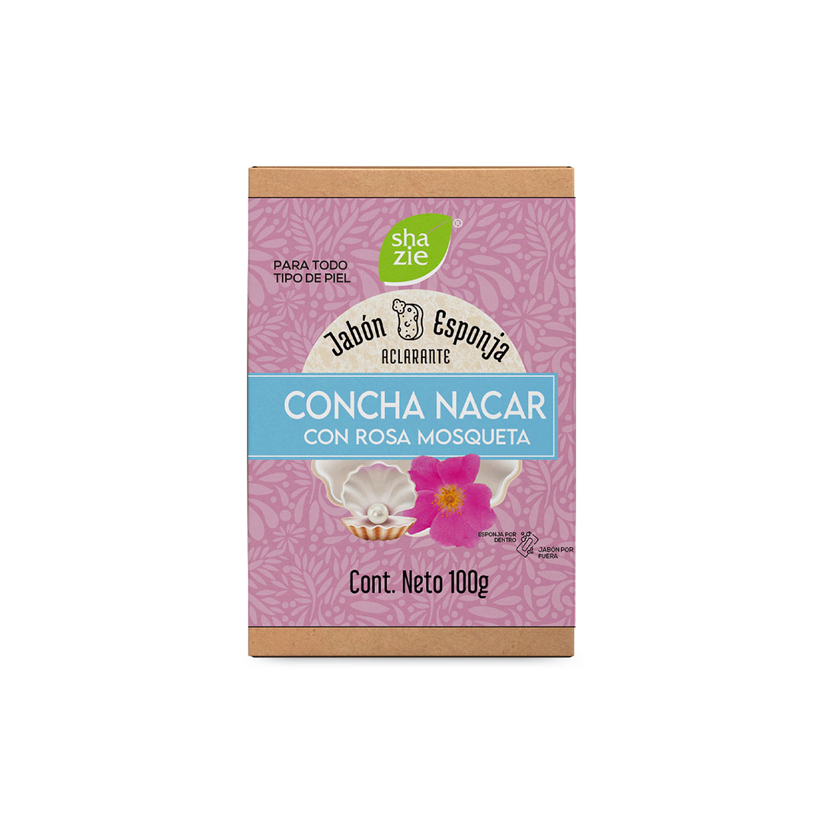 Shanaturals Jab&oacute;n Esponja Aclarante Concha N&aacute;car Rosa Mosqueta 100 Grs image number null