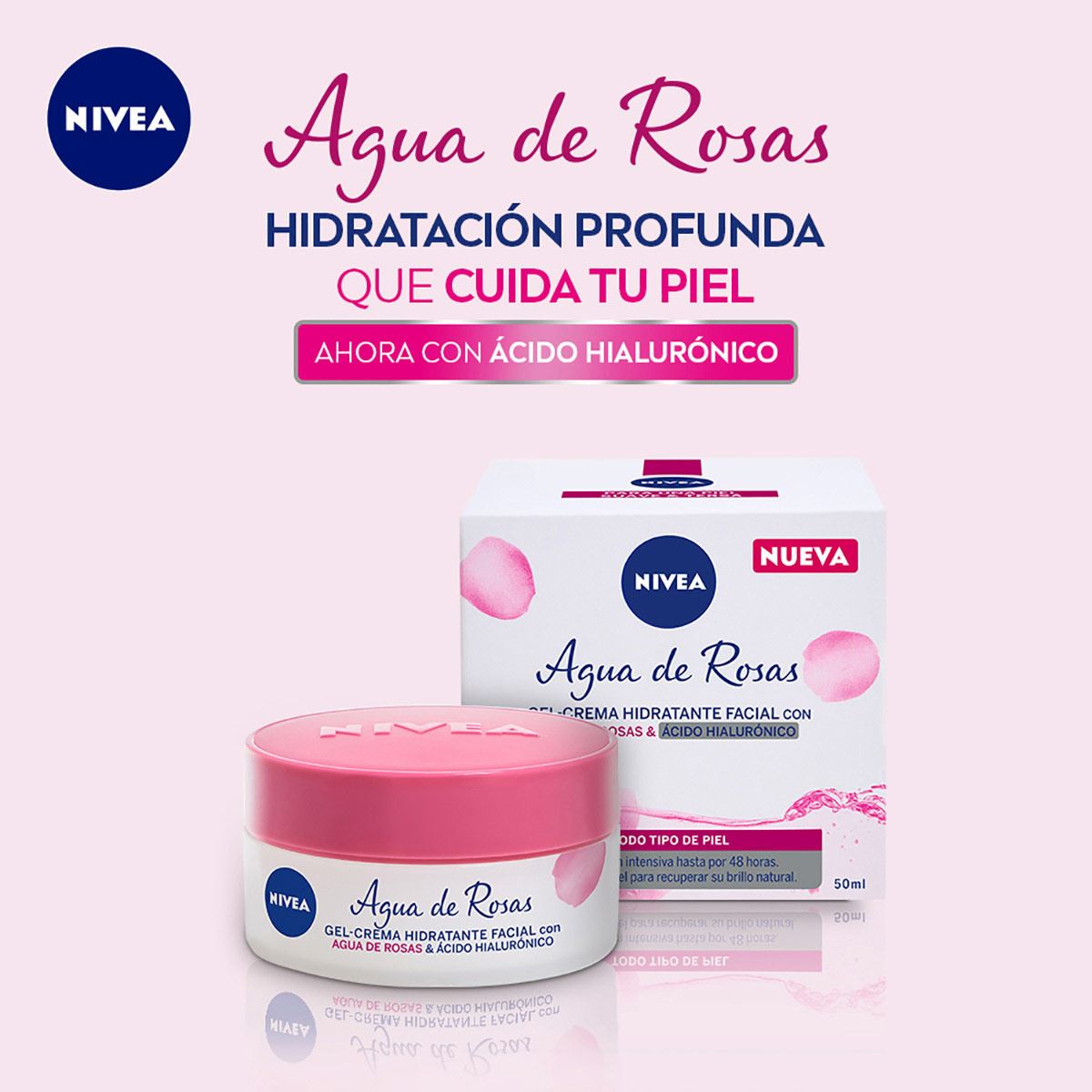 Nivea Gel Crema Hidratante Facial Agua De Rosas 50 Ml image number null