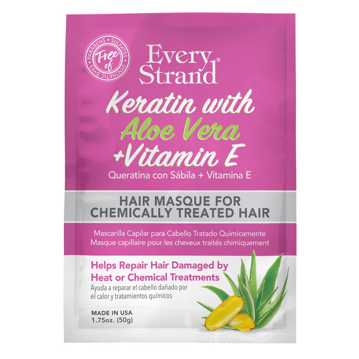 Every Strand Mascarilla Para Cabello Con Keratina Y Aloe Vera Vit E Sobre 50 Gr image number null