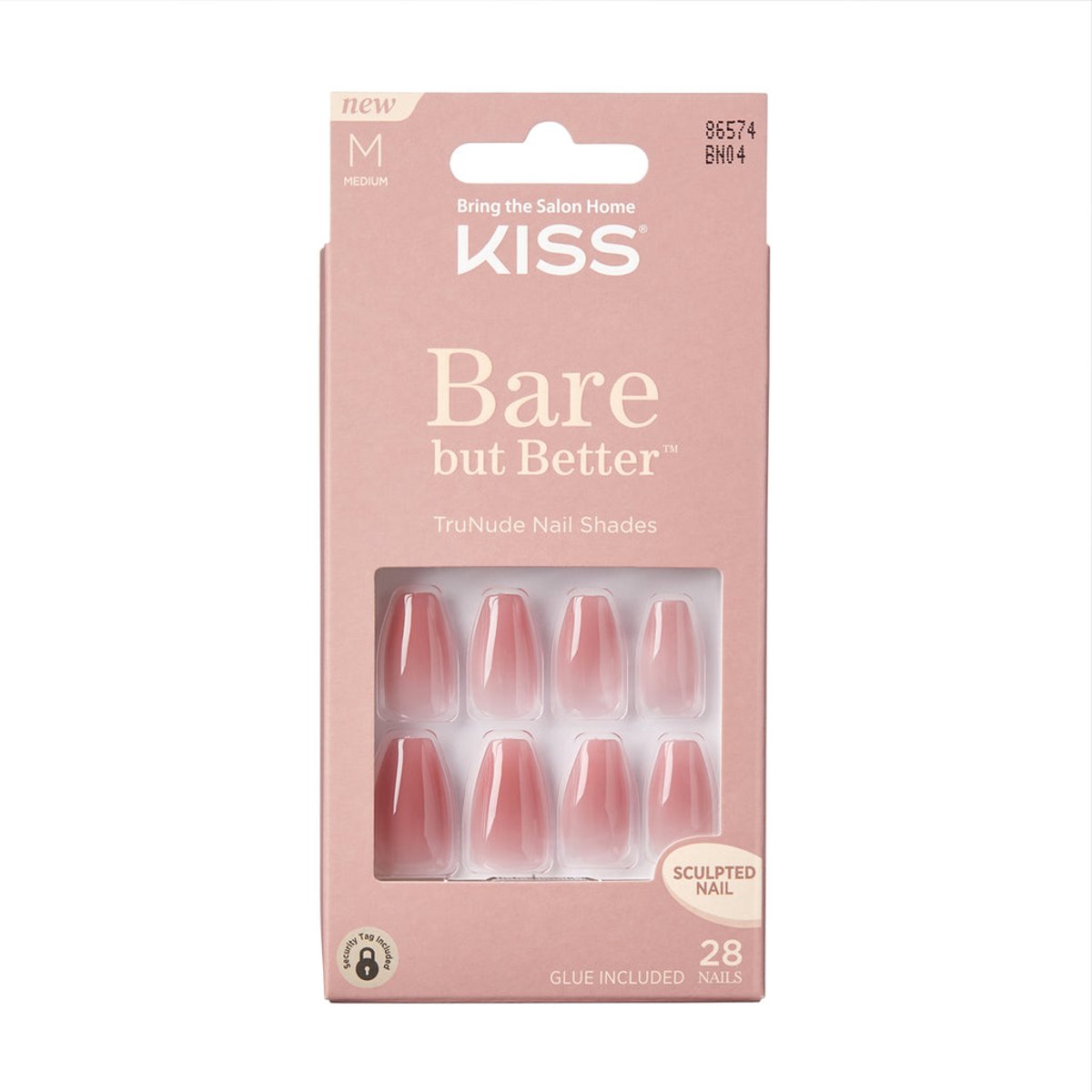 Kiss U&ntilde;as Postizas Bare But Better Nude M 28  Con Pegamento image number null