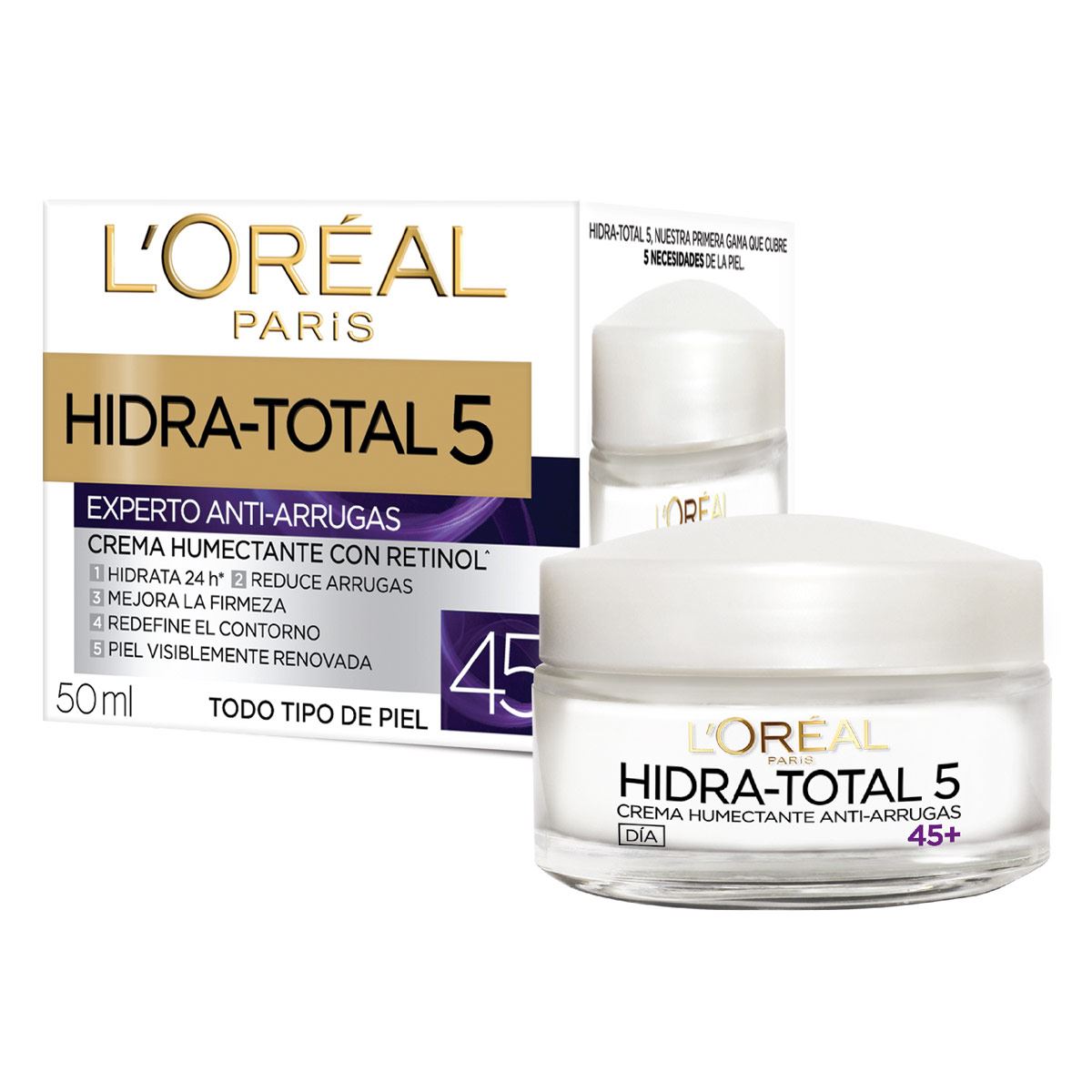 L'or&eacute;al Paris Crema Hidratante Antiarrugas 45+ Hidra Total5 50ml image number null