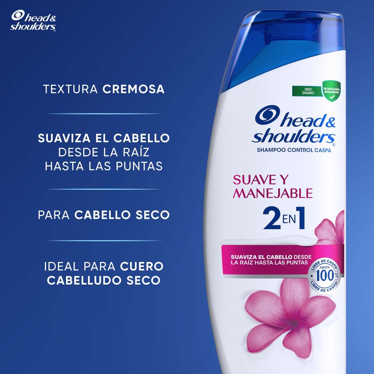 Head & Shoulders Shampoo 2 En 1 Suave Y Manejable 180ml image number null