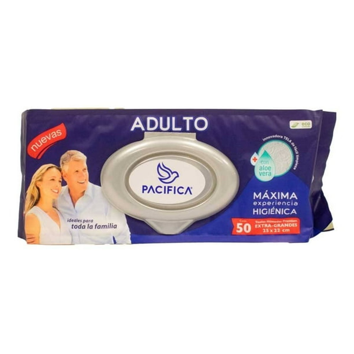 Pacifica Toallas H&uacute;medas Corporales Adulto 50pz Aloe Vera image number null
