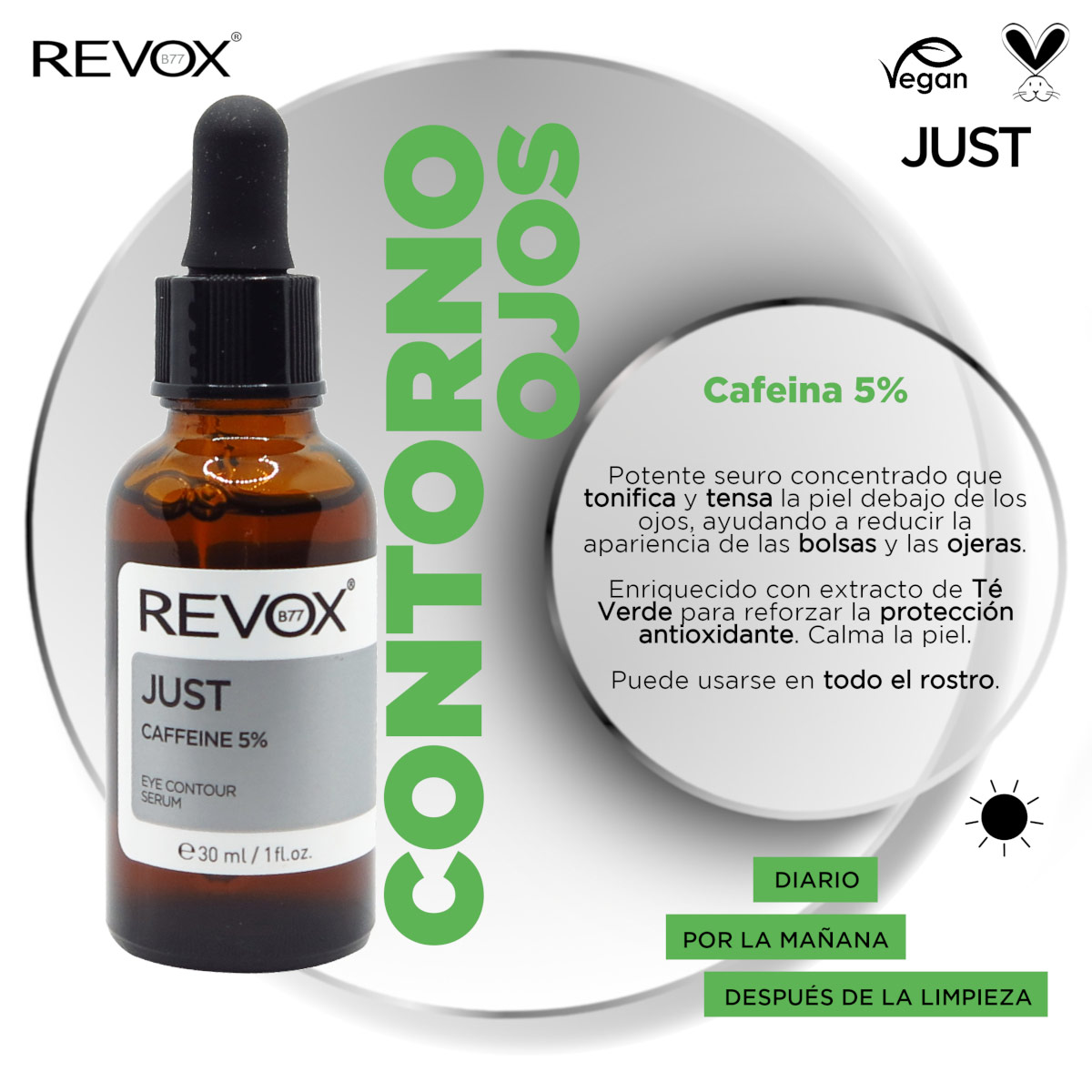 Revox B77 Just Cafe&iacute;na 5% Suero Contorno De Ojos 30 Ml image number null