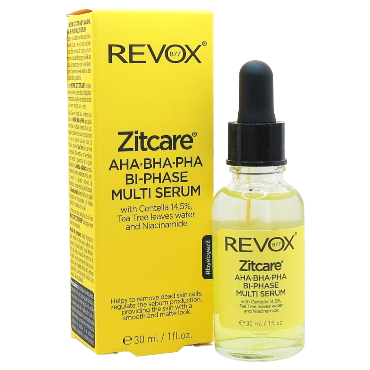 Revox B77 Zitcare Aha Bha Pha Suero Multifase Bif&aacute;sico Con Centella 14.5% Te De &Aacute;rbol Y Niacinamida 30 Ml image number null
