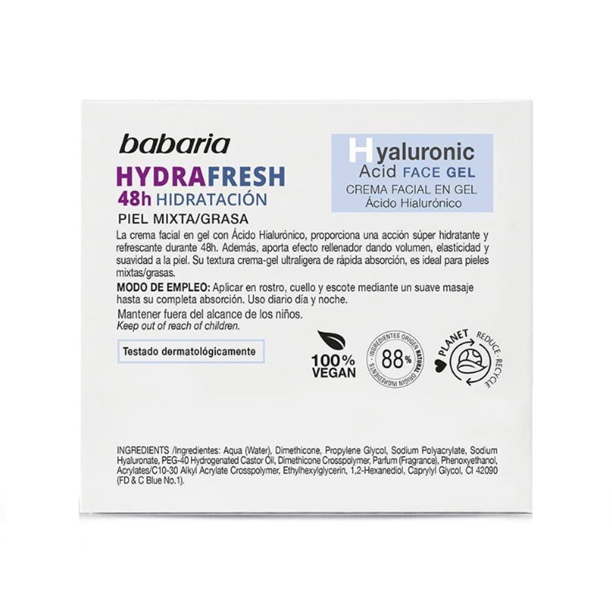 Babaria Crema Hydra Gel &Aacute;cido Hialur&oacute;nico 50 Ml image number null