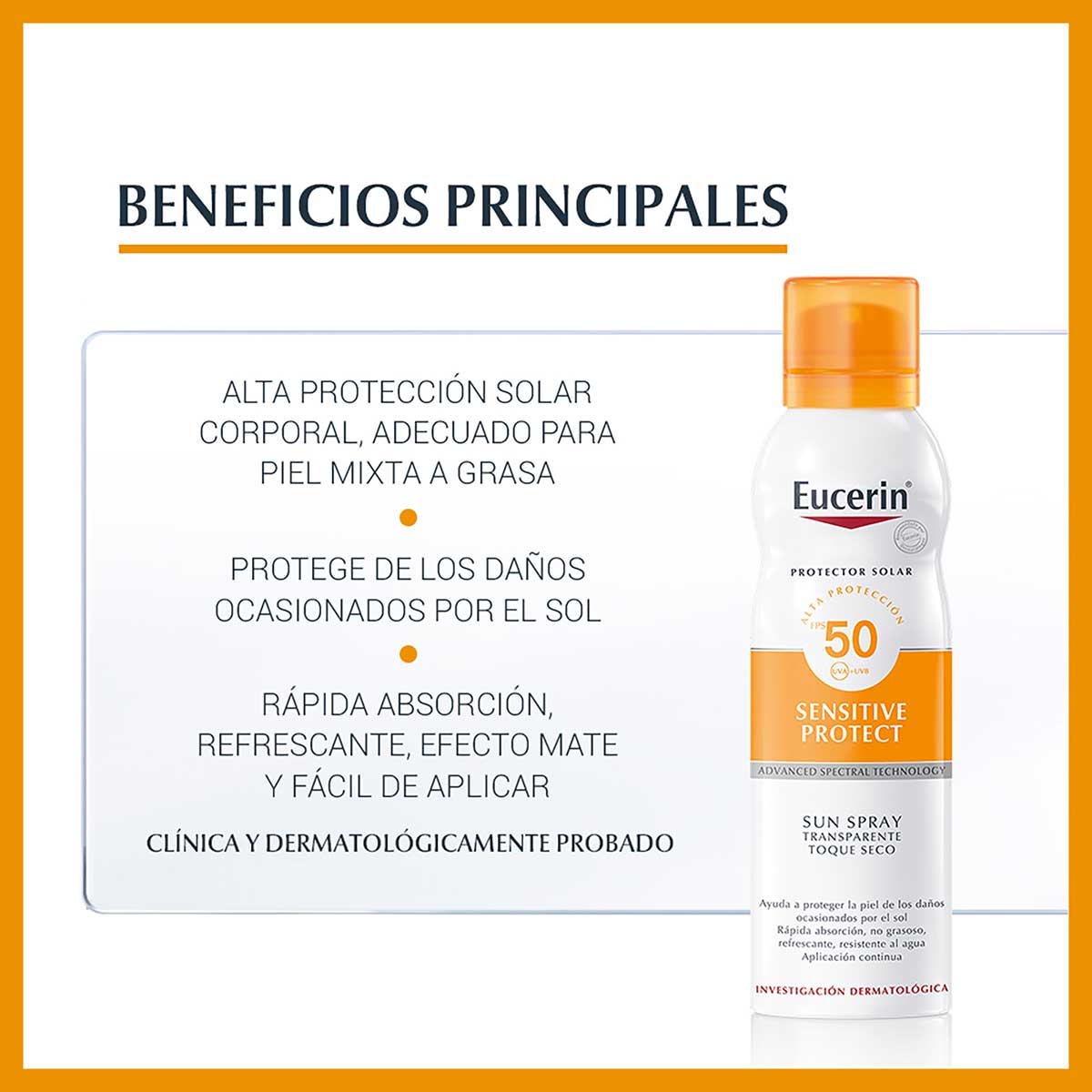 Eucerin Sun Protector Solar Corporal Spray Toque Seco Fps 50 De 200 Ml image number null